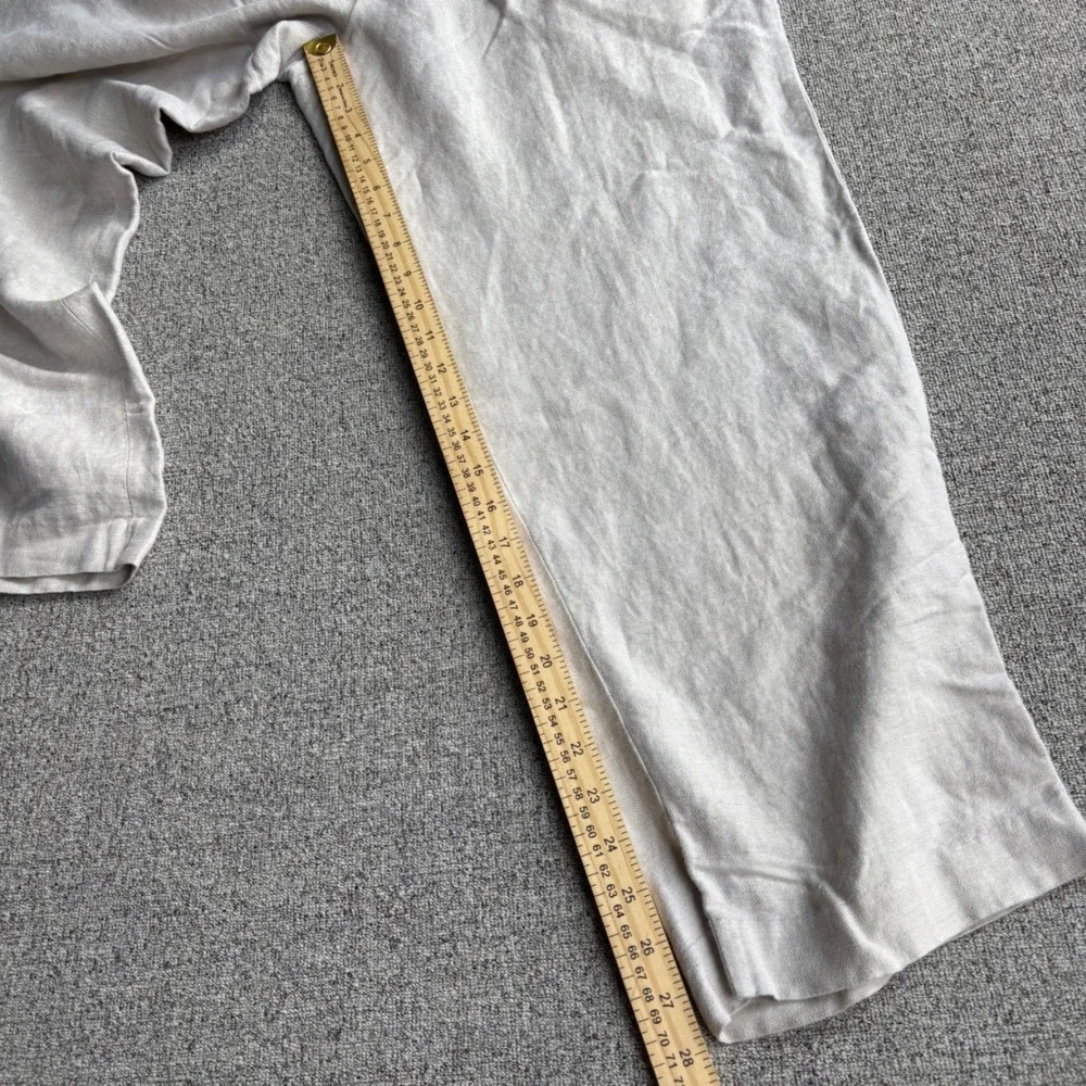 Cubavera Linen Pants Mens 34x28 Pleated Herringbone Beige Relaxed Wide Leg
